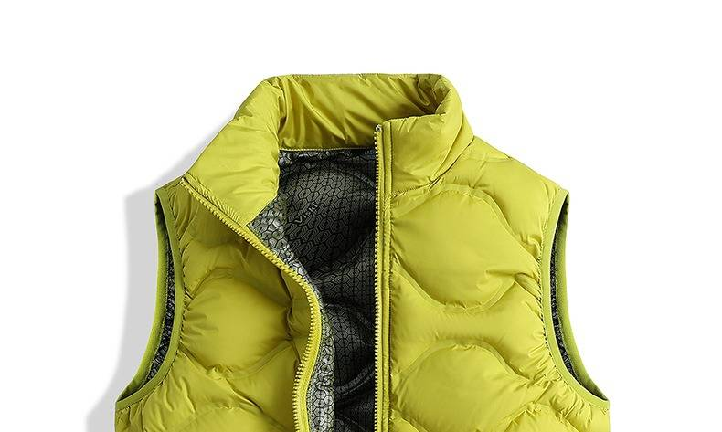 Chaleco ligero de plumón con grafeno para hombre y mujer: cuello alto, corte entallado, cálido chaleco acolchado de invierno en colores clásicos._voghion.com