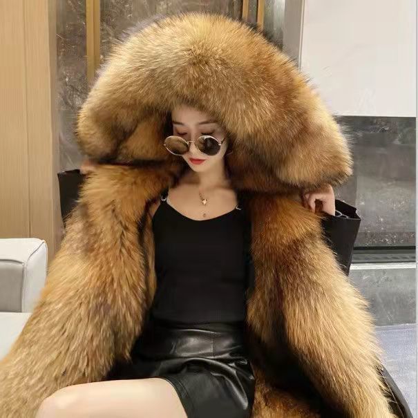 Eleganter, abnehmbarer Parka aus Kunstfuchspelz, lange Winterjacke mit Kapuze für Damen, warme, luxuriöse Oberbekleidung in Übergröße_voghion.com