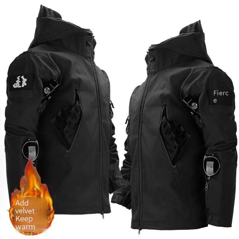 Giacca softshell Shark Skin da uomo - Impermeabile, antivento, foderata in pile, per sci, escursionismo, pesca e ciclismo (inverno, primavera, autunno)_voghion.com