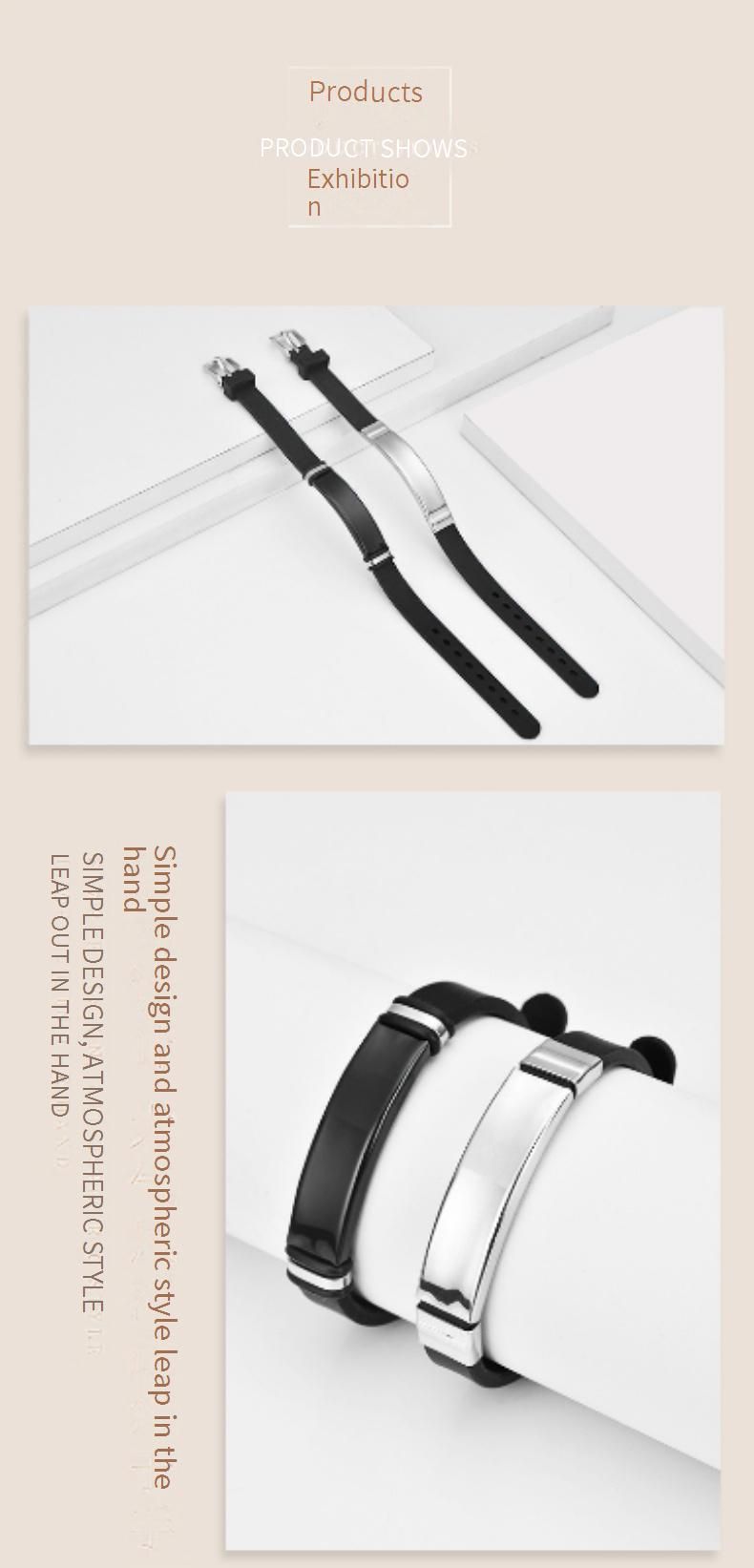 Custom Engraved Titanium Steel Bracelet For Couples - Trendy Unisex Student Wristband With Silicone Lining - Geometric Design Gift For Anniversary_voghion.com