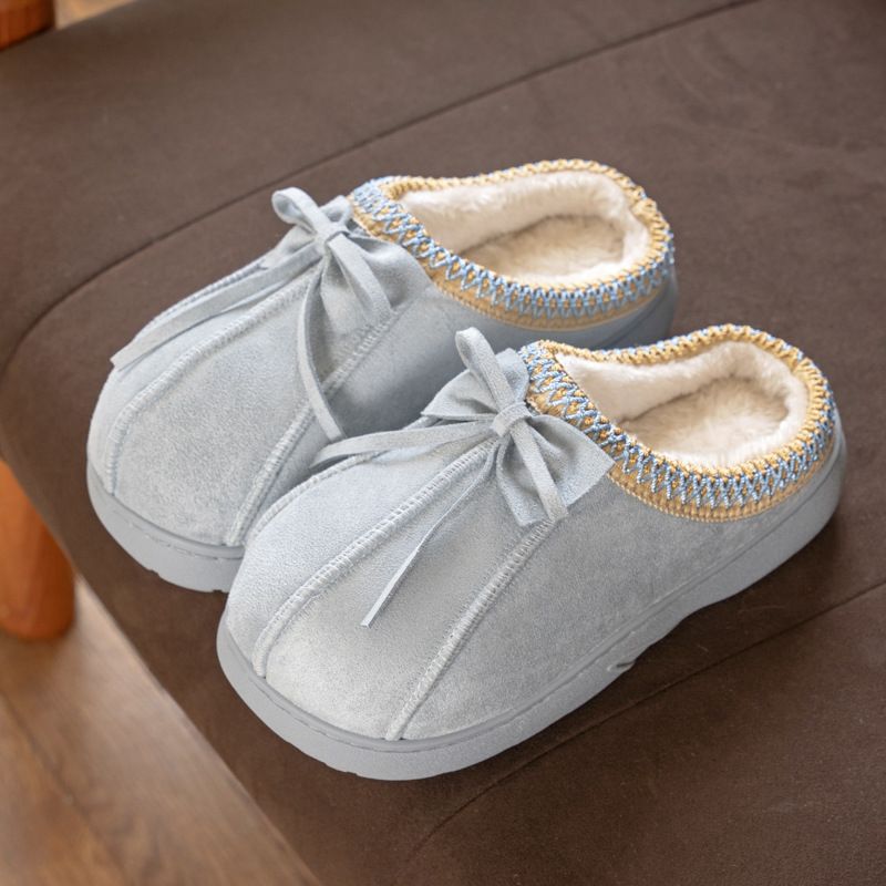 Fall/Winter 2025 New Lace Couple's Matching Warm Cotton Slippers Stylish Versatile_voghion.com