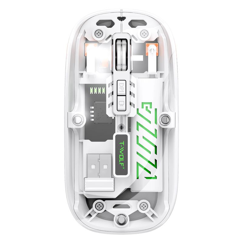 Ratón inalámbrico: modo dual (Bluetooth/2.4G), 3 DPI ajustables (1000/1200/1600), clic silencioso ergonómico, recargable para portátil/PC_voghion.com
