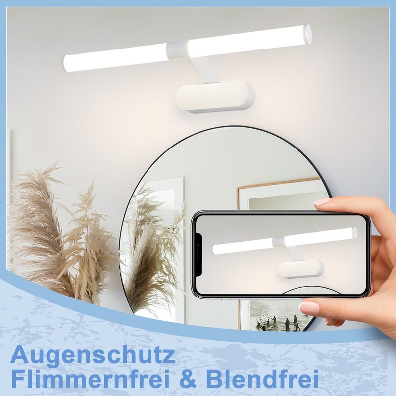 Glitzerlife LED Spiegelleuchte Bad 60CM - Weiß Spiegellampe 8W Wand Badlampe IP44 Wasserdicht Neutralweiß 4000K Moderne Wandleuchte Für Küche Keller Badschrank_voghion.com