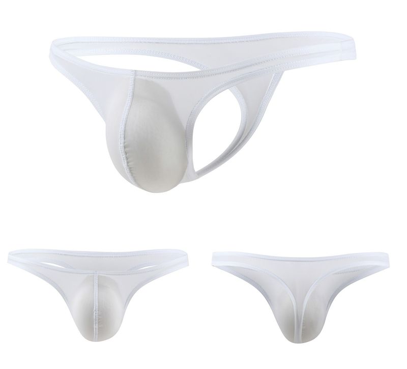 Beauty Teenage Men's Sexy Low Waist Underwear Gay U Convex Ice Silk Thong T Pants C-082_voghion.com