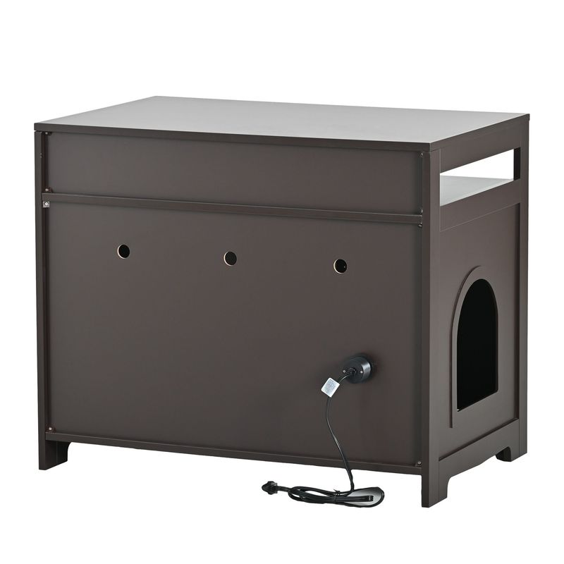 Litter Box Enclosure, Cat Litter Box Furniture With Hidden Plug, 2 Doors,Indoor Cat Washroom Storage Bench Side Table Cat House, Large Wooden Enclused Litter Box House, Esspresso_voghion.com
