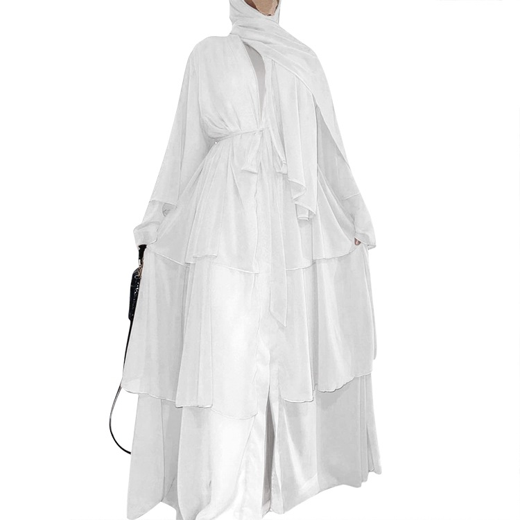 Women's Clothing fashion spliced three layer chiffon elegant cardigan dress robe_voghion.com