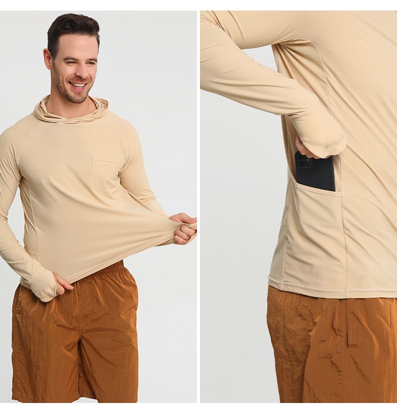 Langärmlige Sonnenschutzkleidung für Herren, Angelkleidung, schnelltrocknend, UV-beständig, verschleißfest, Sonnenschutzkleidung aus Eisseide_voghion.com