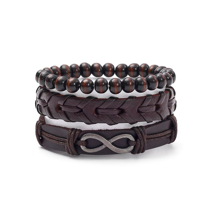 Bracciale unisex in pelle nera con teschio fatto a mano fai da te da uomo_voghion.com