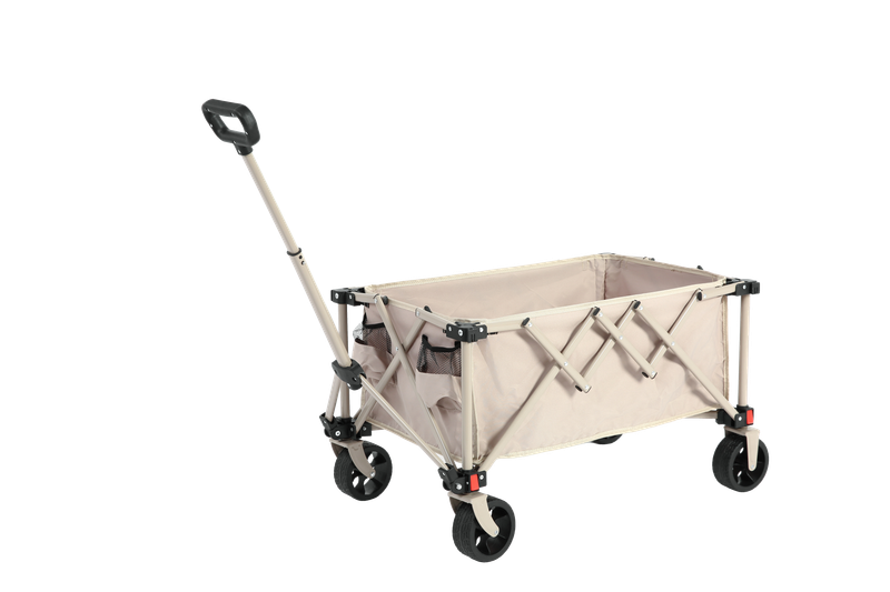 Chariot pliable tout-terrain, robuste et utilitaire, avec poignée réglable, pour le camping, les courses, le sport et la pêche – Beige_voghion.com