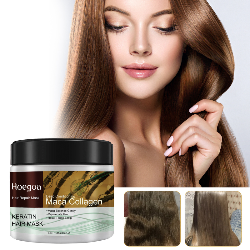 Le masque réparateur Hoegoa répare les cheveux secs, furieux, bifurqués, nœuds, améliore la teinture permanente, hydrate et lisse les cheveux_voghion.com