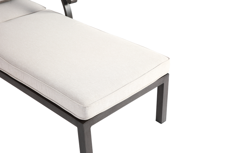 Chaise longue de patio avec coussin en coton, chaise longue inclinable réglable en aluminium antirouille pour piscine, coussin beige imperméable_voghion.com