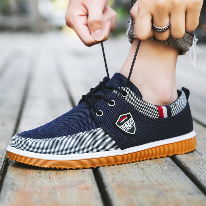 Old Beijing Cloth Versatile Work Board Korean Version Men's Lace Up Casual Canvas Shoes Large Size_voghion.com