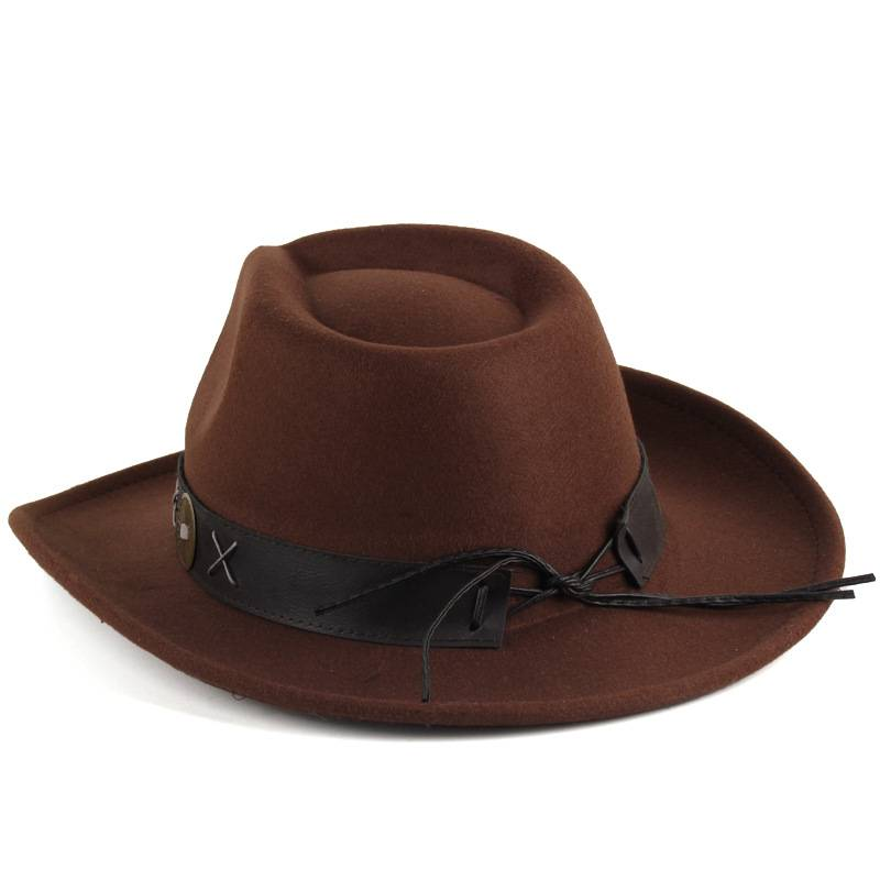 Nuovi cappelli in feltro imitazione autunno e inverno per uomo e donna, caldi cappelli jazz antivento in policotone, cappelli da cowboy western retrò europei e americani_voghion.com