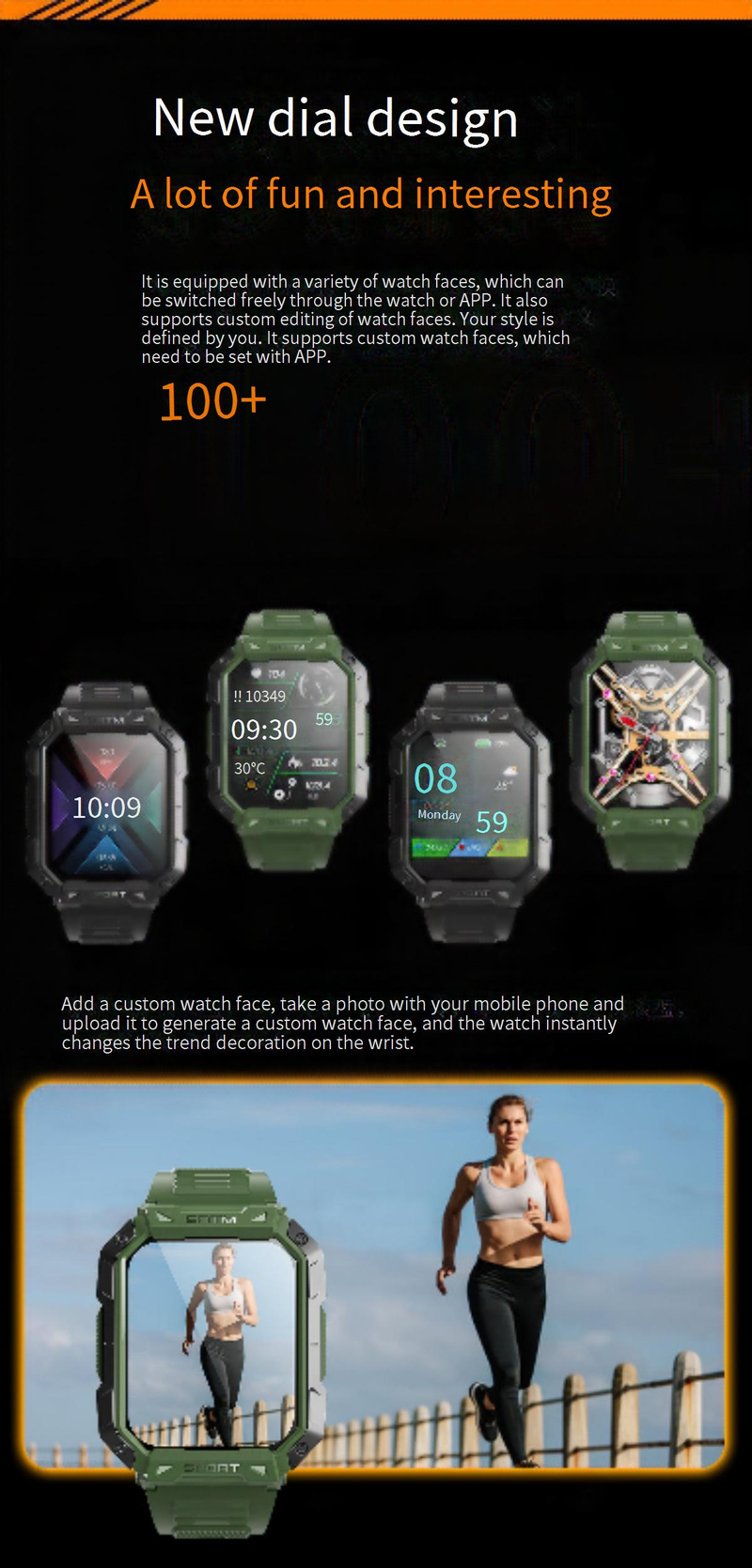 F307 Outdoor Triple Proof Smart Watch Bluetooth Chiamata Cardiofrequenzimetro Braccialetto Sportivo 2.1 Pollici Glicemia Non Invasiva_voghion.com