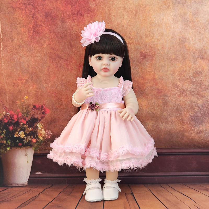 22 Zoll Voll Soft Vinyl Simulatiounspopp 55CM Meedchen Prinzessin Begleeder Wäschbar Reborn Puppelchen Spillgezei Kanner Gebuertsdag Chrëschtdagscadeau_voghion.com