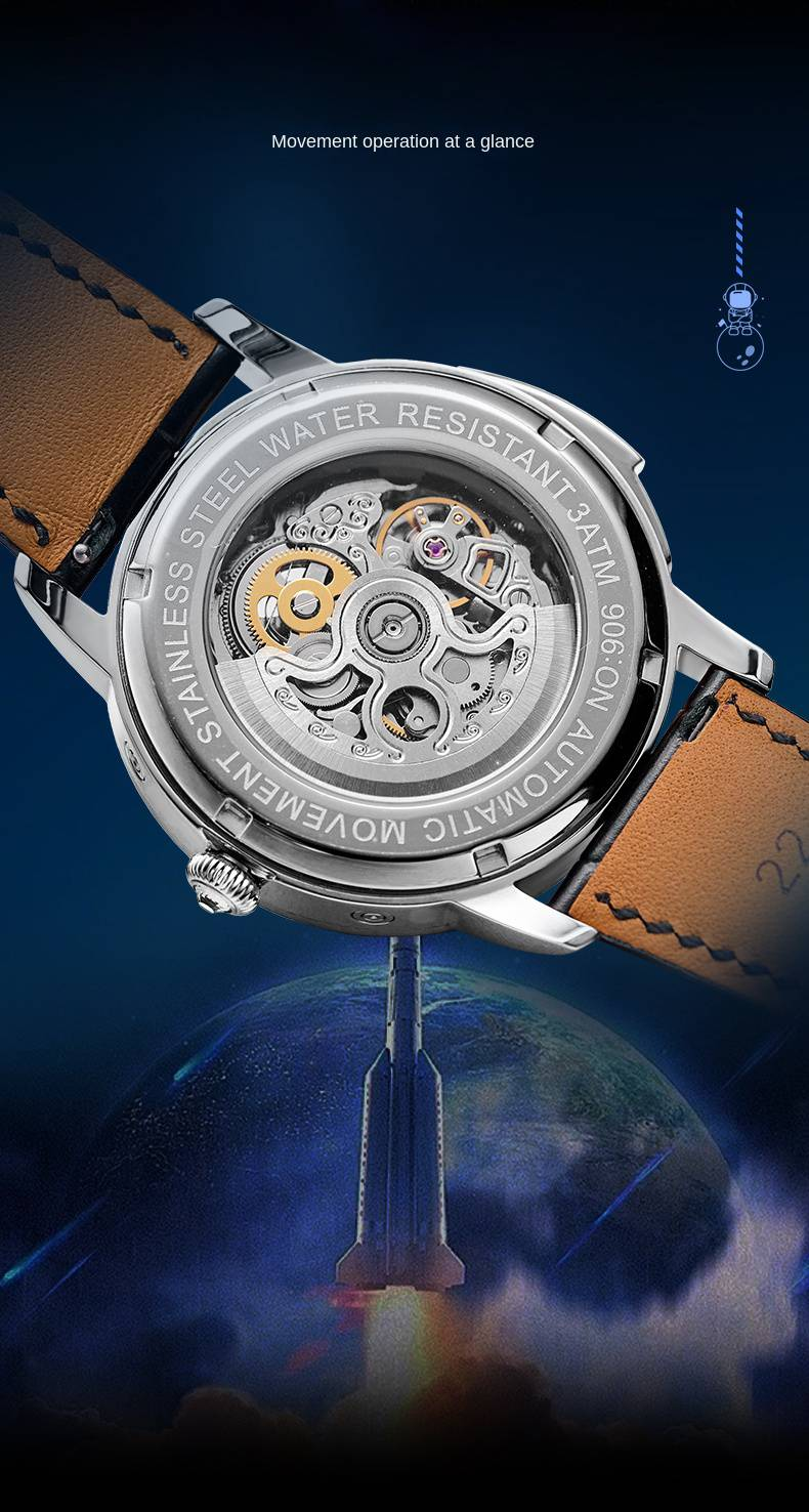 ROERDUM Endless Space RA0906-Watch King Mehrschichtige, hohle, silberne Zifferblatt-Modische Herrenuhr Mechanische Uhr_voghion.com