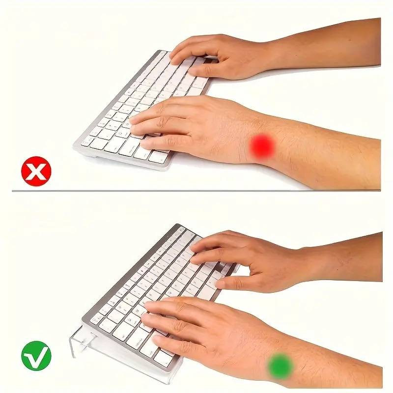 Clear Acrylic Tilted Computer Keyboard Holder For Easy Ergonomic Typing,, Keyboard Stand With Silicone Anti-Slip Case For Office Desk, Home, School_voghion.com