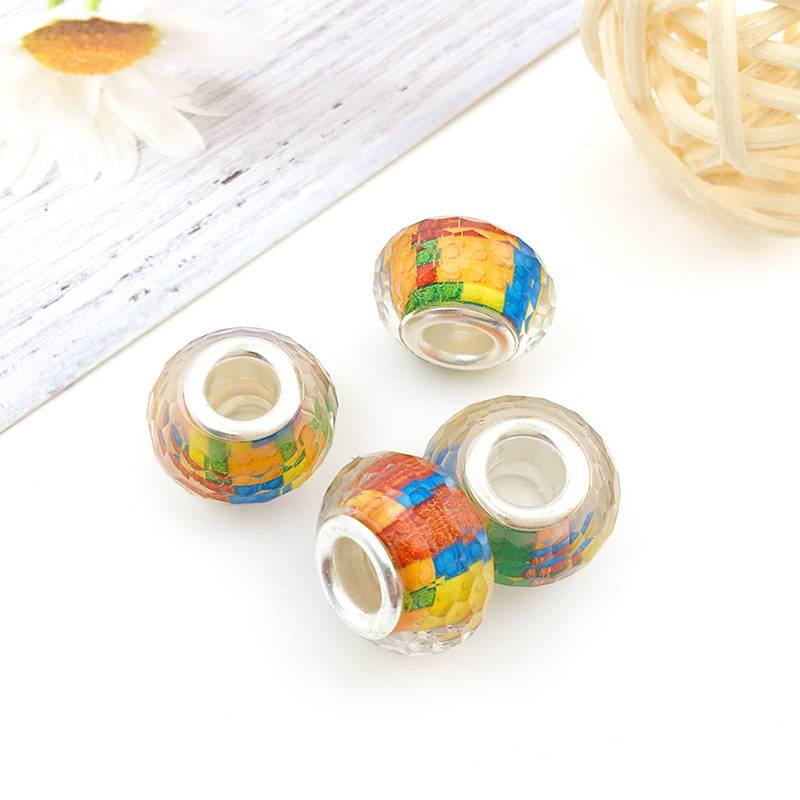 Pride Rainbow Beads 8x14mm Large Hole Resin Spacer Beads For Bracelet Making - LGBTQ+ DIY Jewelry Supplies (10pcs)_voghion.com