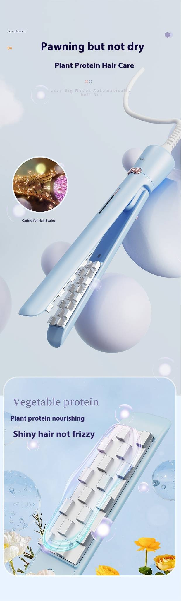 Piastra per capelli texturizzante - Mini strumento per lo styling 2 in 1 per radici voluminose e punte lisce (riscaldamento rapido, formato da viaggio, solleva e liscia)_voghion.com