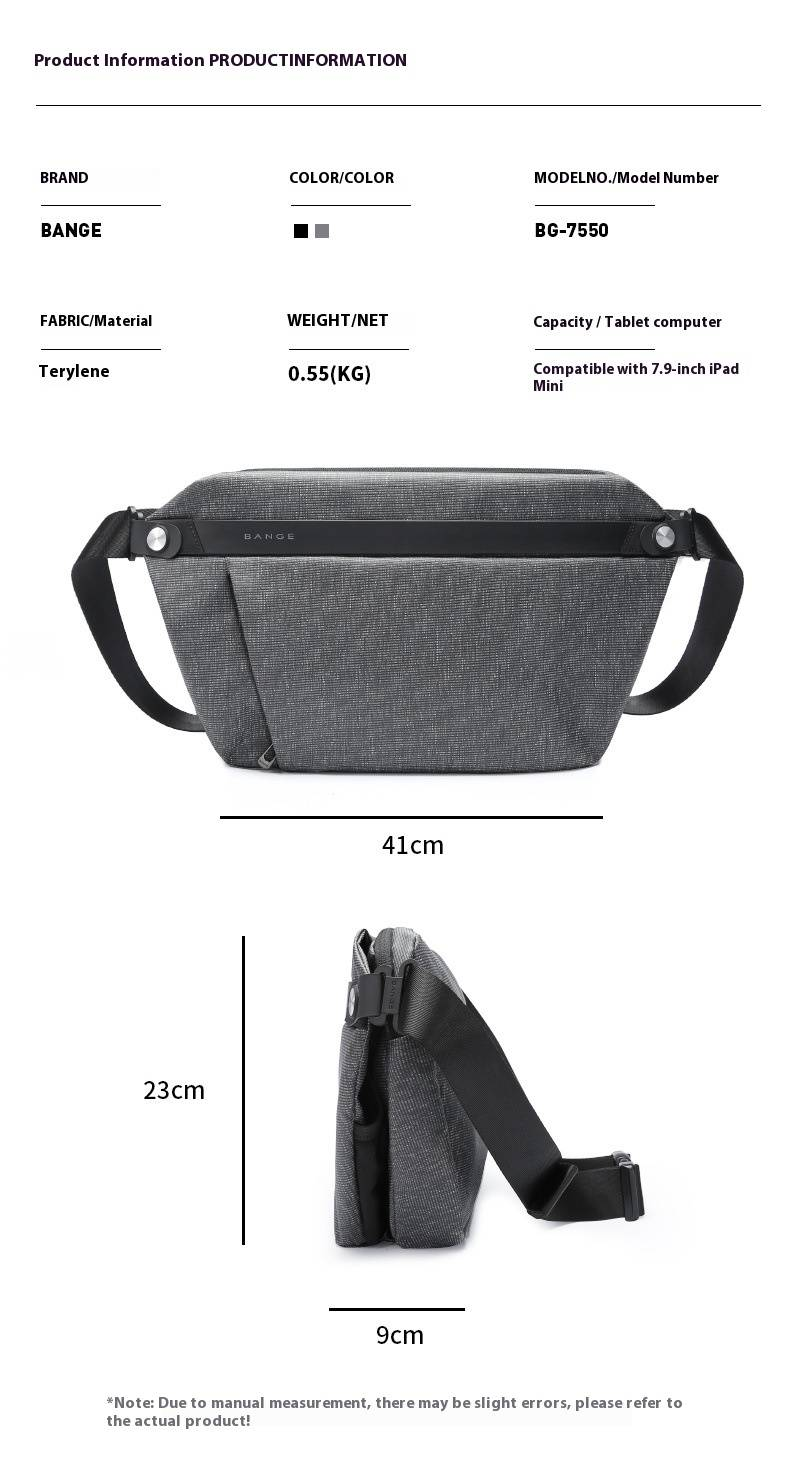 Borsa a tracolla da uomo BANGE, borsa a tracolla casual da lavoro, grande capacità, piccola borsa da uomo_voghion.com