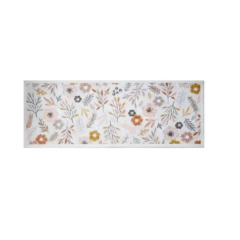 Tappeto floreale e a righe – Tappeto in poliestere morbido e lavabile, tappetino antiscivolo per soggiorno, camera da letto, cucina – Stili bohémien e minimalisti_voghion.com