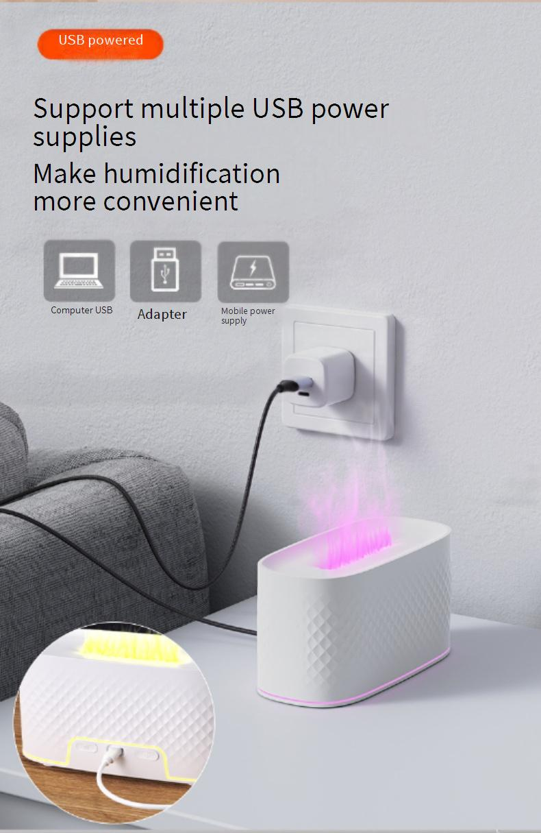 Diffusore di aromi USB con effetto fiamma realistico, umidificatore a ultrasuoni per casa e ufficio, piccolo diffusore di oli essenziali con spegnimento automatico_voghion.com