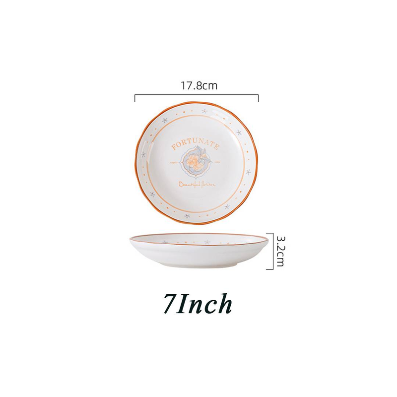8-teiliges Geschirrset aus Keramik mit Blumenmotiv „Star Language“: 4,5-Zoll-Schüsseln, 7-Zoll-Teller, Essstäbchen und Löffel, minimalistischer Cottage-Kern für ein neues Zuhause_voghion.com