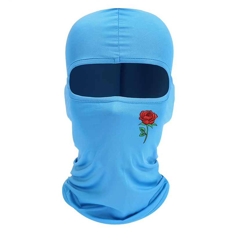 Sturmhaube mit Rosen-Aufdruck, winddicht und sonnenbeständig, Skimaske, geeignet für Radfahren und Reisen im Freien_voghion.com