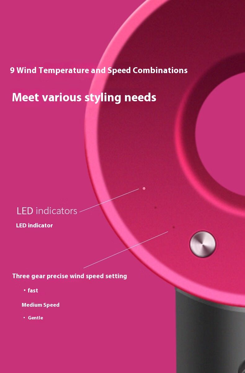Professional Salon-Grade Hair Dryer With Ionic Technology - 1600W High-Speed Brushless Motor, 3 Heat/Cool Settings, 5 Nozzle Options_voghion.com
