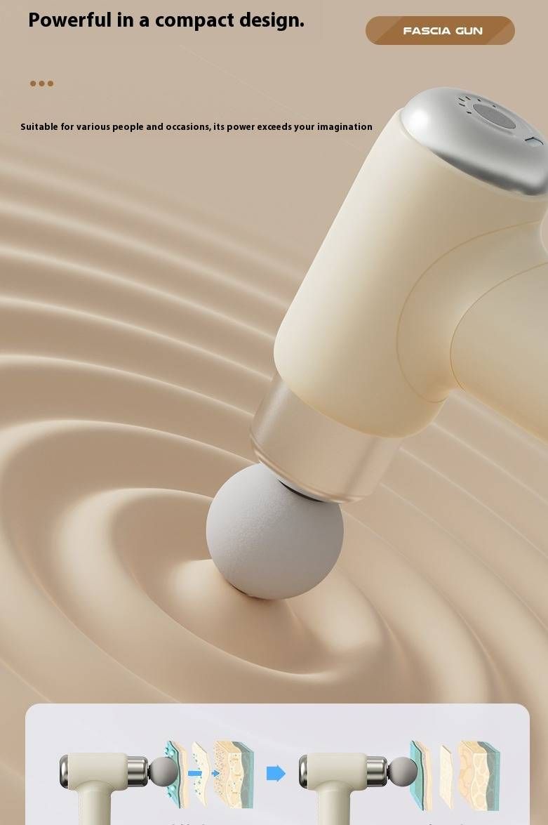 Brushless Percussion Massage Gun - 5 Speeds, Ultra-Quiet (Under 36dB), 4 Interchangeable Heads, USB-C Rechargeable, Mini & Portable_voghion.com