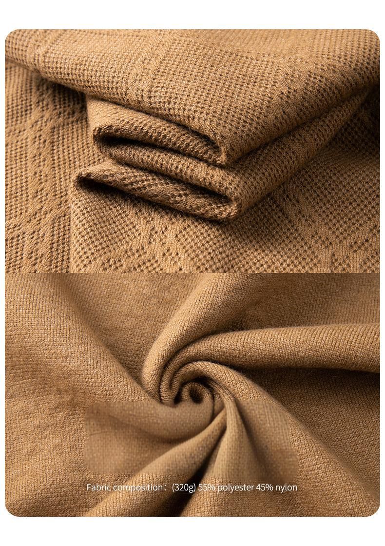 Maglione da uomo in maglia jacquard testurizzata – Pullover invernale a collo alto dalla vestibilità comoda con tessuto elasticizzato di alta qualità_voghion.com