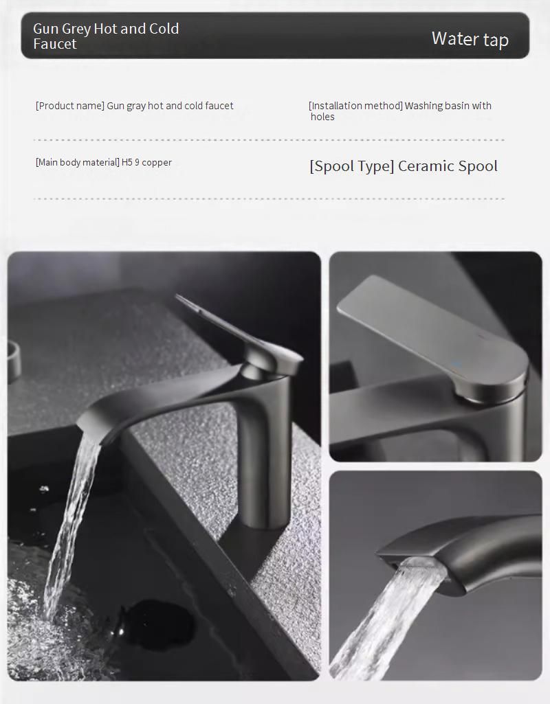 Premium Solid Brass Bathroom Sink Faucet With Ceramic Disc Cartridge - Modern Single Lever Mixer Tap For Basin_voghion.com