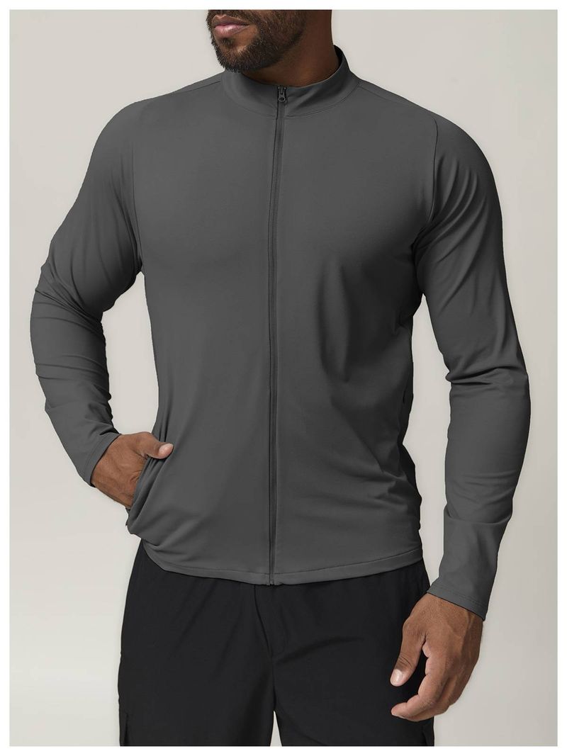 SwayneMen's Stand-up Collar Sports Fitness Jacket, Solid Color Outdoor Casual Home Commuting Warm Sweatshirt 1052_voghion.com