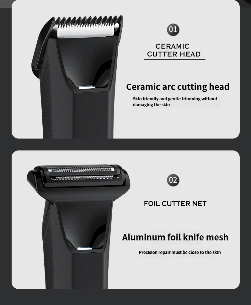 2-in-1 elektrische lichaamshaartrimmer, waterdichte knipbeurt voor het hele lichaam, scheermes, mannelijke en vrouwelijke intieme haarverzorging, schaamhaar- en beenhaartrimmer_voghion.com