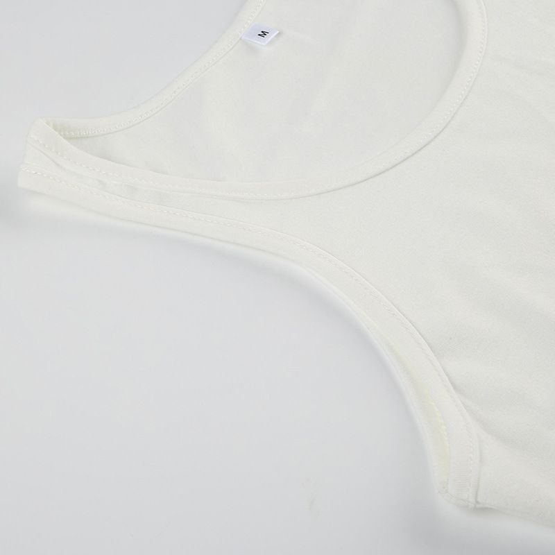 Gilet senza maniche con scollo rotondo regolare, elastico in maglia, con stampa astratta di grandi labbra e ciliegie, a contrasto di colore, da donna_voghion.com