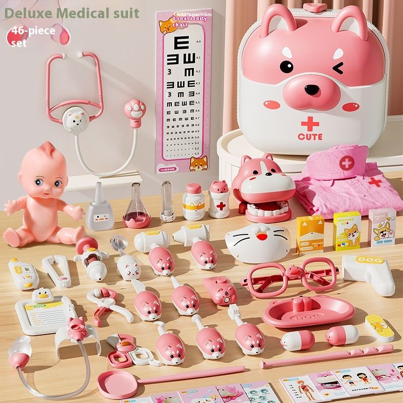 Juego de juguetes de médico para niños, niña jugando a la casita, enfermera, inyección, medicina para bebé, estetoscopio para niño pequeño_voghion.com