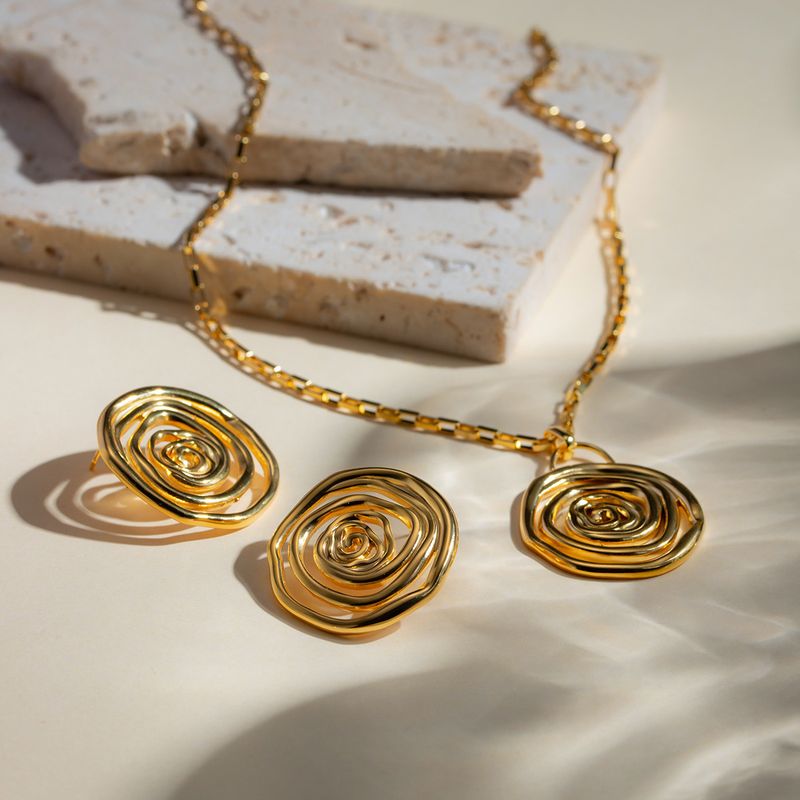 Women's Jewelry Spiral Circle Pendant Necklace Female Titanium Steel Non Fading Jewelry Diy Light Luxury Jewelry_voghion.com