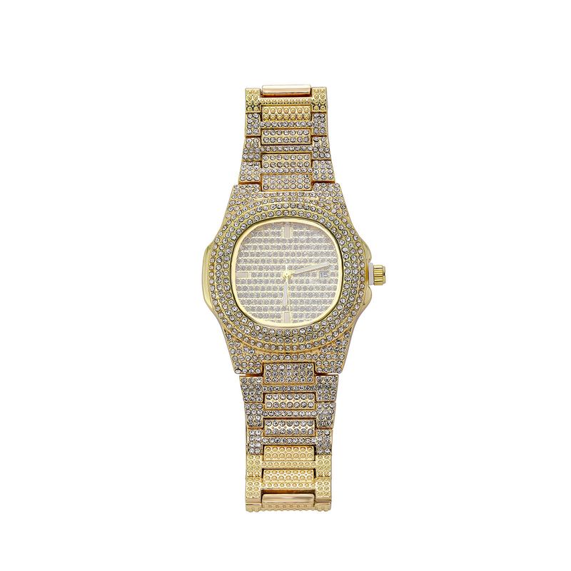 Braccialetti con ciondoli da uomo, bracciale cubano spesso in zirconio pieno, orologio combinato, accessori popolari Hip Hop transfrontalieri_voghion.com