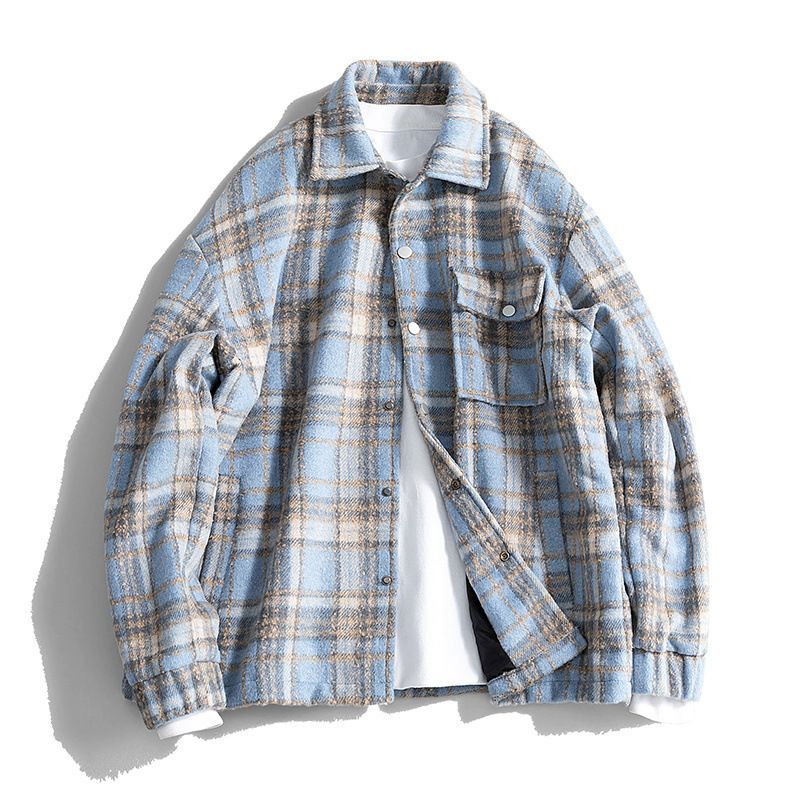 Giacca coreana da uomo con colletto rovesciato, spessa, antifreddo, foderata in pile, per autunno e inverno, stile da coppia_voghion.com