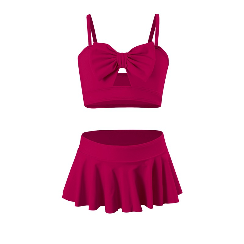 Maillot de bain trois pièces pour enfants Mother&Kids Maillot de bain jupe à volants avec nœud mignon pour filles_voghion.com