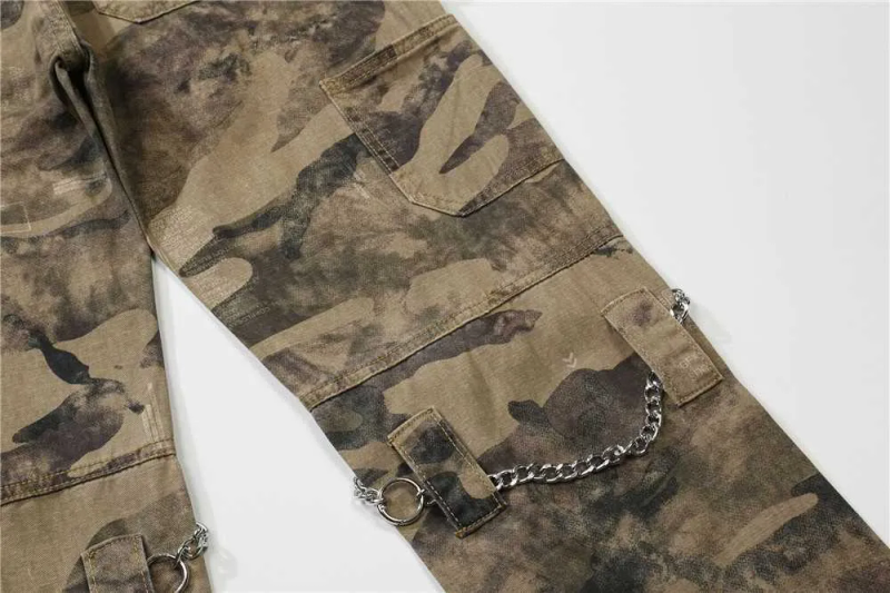 Herr 2021 utomhuskedjedekoration Kamouflage Raka män Cargo Jeans Byxor Casual Lösa militära taktiska byxor_voghion.com