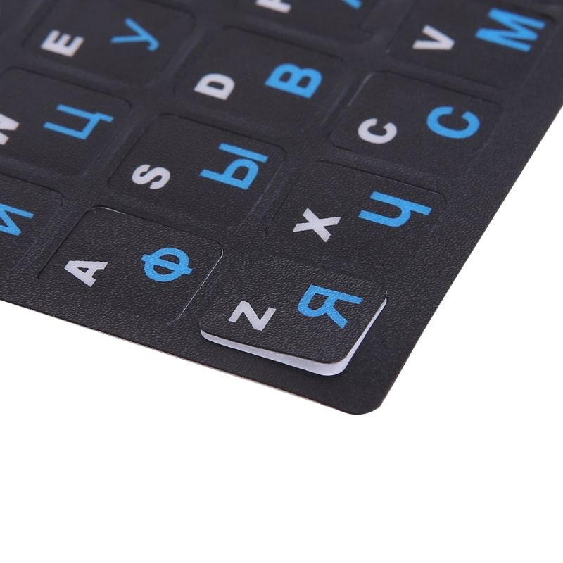 1Pack Russian Replacement Sticker Black Background With Blue/Green/Orange/White Lettering For Computer Keyboard_voghion.com