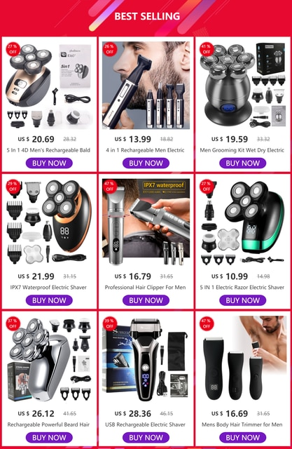 Männer Pflege Kit Nass Trocken Elektrische Rasierer Bart Haar Trimmer Elektrische Rasierapparat Wiederaufladbare Glatze Rasieren Maschine LCD Display YCDC_voghion.com