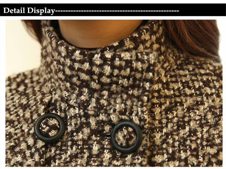 Nuevo abrigo de mezcla de lana para mujer, moda Otoño 2022, elegante abrigo de lana de Tweed largo ajustado a cuadros con cuello alto para madre_voghion.com