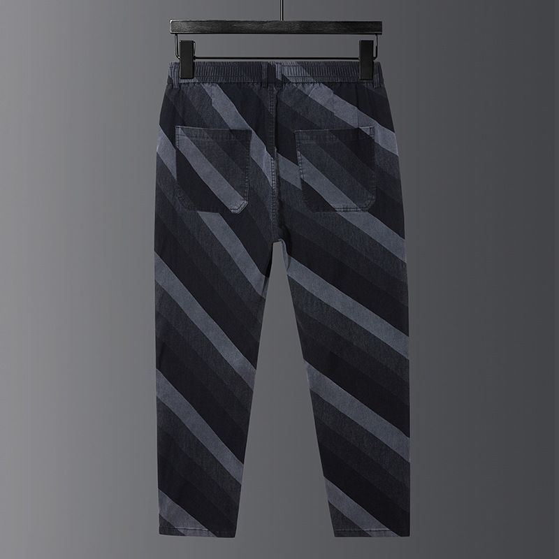 Men's Clothing Plus Size Trendy Jacquard Jeans_voghion.com