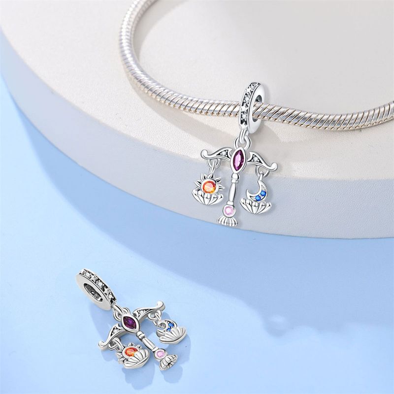 Gioielli da donna, ciondolo a forma di stella dei tarocchi, luna e clessidra, perline fai da te, accessori per gioielli, bracciale in argento placcato in rame_voghion.com
