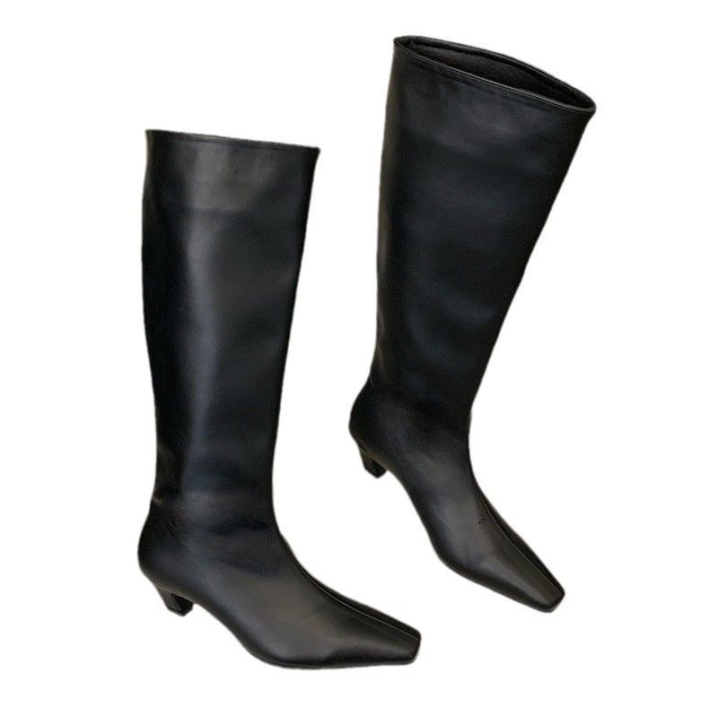 Long 2025 Spring New Wide Tube Women Soft Leather Riding Slim Low Heel Over-the-Knee High Boots_voghion.com