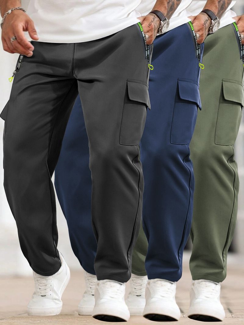Pantalon cargo homme taille européenne - Coupe ample, jambes droites, décontracté, avec de multiples poches, coupe-vent et polyvalent pour les activités de plein air et le quotidien._voghion.com