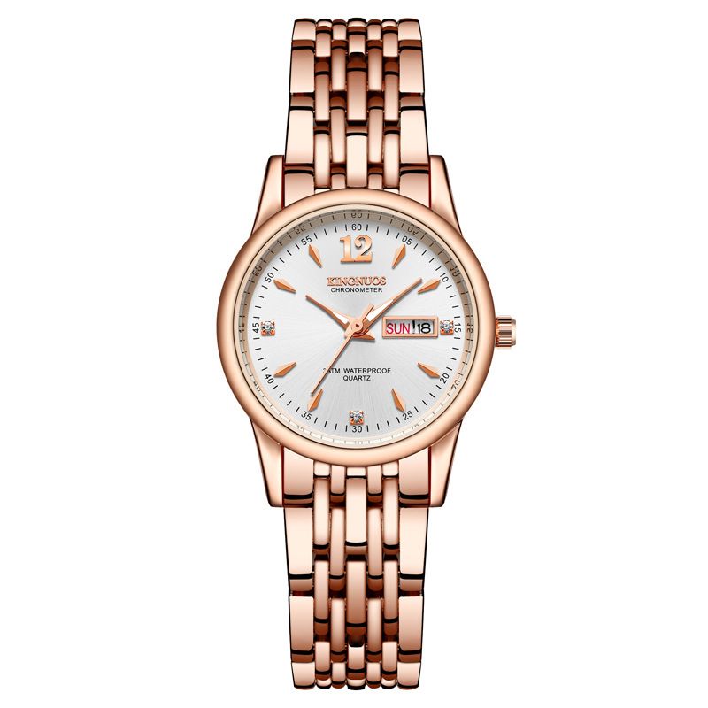 Simple Fasion Fres Casual Quartz Couple Watces Steel Band Dual Calendar Men's Luminous Waterproof Trendy Women's_voghion.com