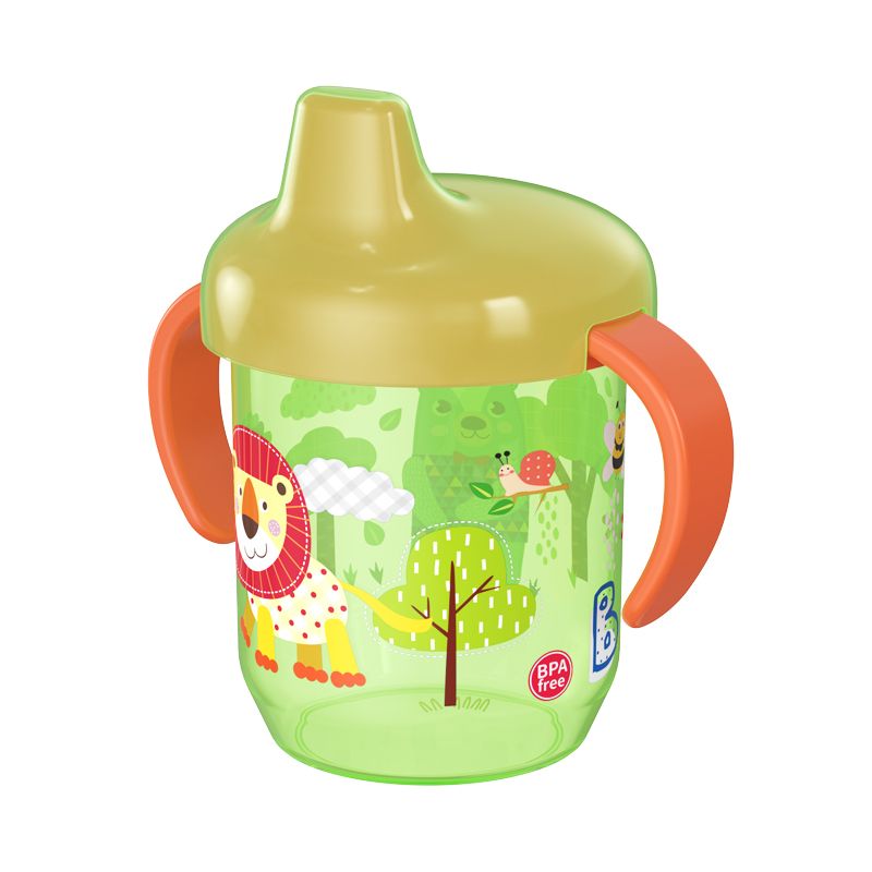 Schattige eendenbekbeker Baby leren drinkbeker met dubbele handgreep Flip deksel BPA-vrij lekvrij baby waterbekers fles met deksel_voghion.com